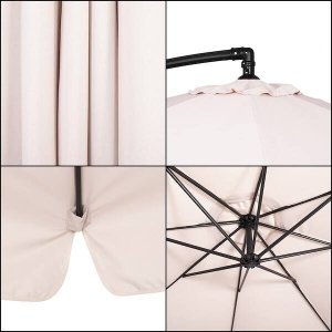 Springos Parasol ogrodowy na wysięgniku 350 cm składany z pokrowcem, na balkon, taras ecru UNIWERSALNY 16