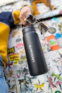 Life Straw Go 2.0 Czarna stalowa butelka filtrująca 1L Black Steel 5