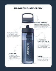 Life Straw Go 2.0 Czarna stalowa butelka filtrująca 1L Black Steel 7