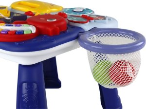 LeanToys Stolik Edukacyjny 2w1 Zwierzęta Morskie Pianinko Zegar Kosz Piłki 4