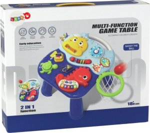 LeanToys Stolik Edukacyjny 2w1 Zwierzęta Morskie Pianinko Zegar Kosz Piłki 5