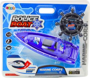 LeanToys Łódź Policyjna Zdalnie Sterowana RC Niebieska Pilot 27MHz 4