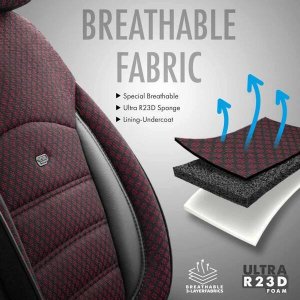 AMiO Komplet pokrowców na fotele samochodowe OTOM SPORT PLUS 103 BURGUNDY NZ 7