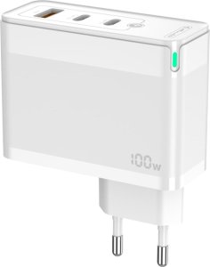 Ładowarka Jellico Ładowarka Sieciowa GaN 100W 1x QC3.0 USB + 2x PD USB-C C118 + Kabel USB-C - USB-C białe 6