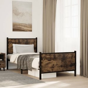 vidaXL Rama łóżka z wezgłowiem i zanóżkiem, przydymiony dąb 80x200 cm 3