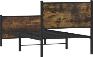 vidaXL Rama łóżka z wezgłowiem i zanóżkiem, przydymiony dąb 80x200 cm 7