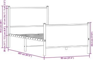 vidaXL Rama łóżka z wezgłowiem i zanóżkiem, przydymiony dąb 80x200 cm 10