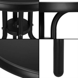 Springos Stolik ogrodowy okrągły 60 cm na balkon metal i szkło hartowane czarny UNIWERSALNY 12