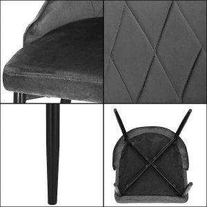 Springos Krzesło welurowe, tapicerowane do kuchni, salonu, jadalni, loft ciemnoszare UNIWERSALNY 4