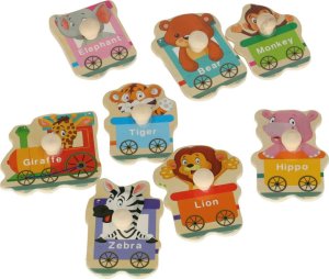 KIK Puzzle drewniane układanka zwierzątka zoo w pociągu 2