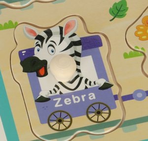 KIK Puzzle drewniane układanka zwierzątka zoo w pociągu 5