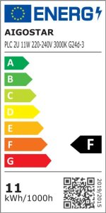 Świetlówka kompaktowa Aigostar  Świetlówka tuba LED PLC 2U 11W biała ciepła Świetlówka tuba LED PLC 2U 11W biała ciepła 9