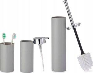 Berilo Plastikowe akcesoria do łazienki ze srebrnymi uchwytami, 3 elementy 2