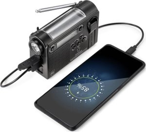 Radio budowlane Renkforce RF-CR-200 Radio przenośne UKW, MW, KW ładowalny Panel słoneczny Ręczna korba Funkcja budzika Latarka czarny (RF-4694806) 2