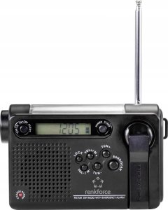Radio budowlane Renkforce RF-CR-200 Radio przenośne UKW, MW, KW ładowalny Panel słoneczny Ręczna korba Funkcja budzika Latarka czarny (RF-4694806) 7