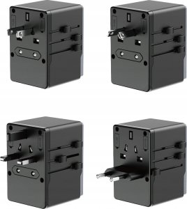 Dudao Adapter podróżny A65Pro 65W EU / US / JP / AUS / UK 2x USB-C 2x USB-A - czarny 2