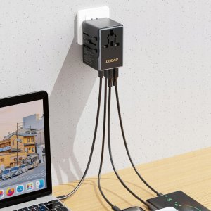 Dudao Adapter podróżny A65Pro 65W EU / US / JP / AUS / UK 2x USB-C 2x USB-A - czarny 3