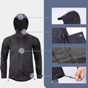 RockBros Kurtka przeciwdeszczowa Rockbros YPY013BK4XL wiatroodporna XXXXL - czarna 3