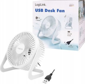 Wentylator USB LogiLink USB wentylator biurkowy 6'' biały 6
