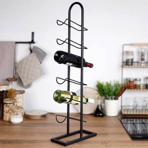 Vilde Stojak na wino metalowy czarny 6 butelek 27x13x84,5 cm 2