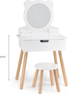 Viga Toys VIGA Duża Toaletka Drewniana Biała z Lustrem i Krzesełkiem 12