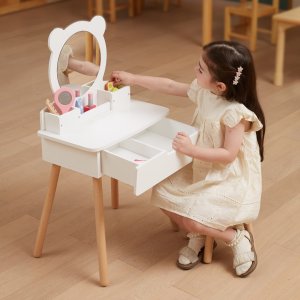Viga Toys VIGA Duża Toaletka Drewniana Biała z Lustrem i Krzesełkiem 3