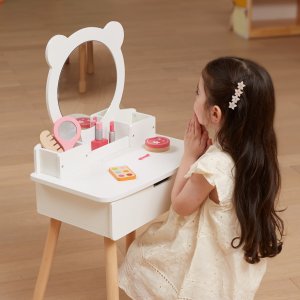 Viga Toys VIGA Duża Toaletka Drewniana Biała z Lustrem i Krzesełkiem 5