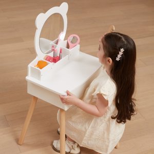 Viga Toys VIGA Duża Toaletka Drewniana Biała z Lustrem i Krzesełkiem 7