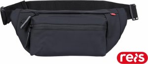 R.E.I.S. MINIBAG - solidna pojemna wodoodporna saszetka z otworem na słuchaki 3 kieszenie elementy odblaskowe pasek 50-104cm saszetka 30x15cm - ciemnoszary 2