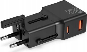 Mobile Origin Travel adapter 25W, EU/US/UK/AU, czarny (TAD25-2P-BLK) 10