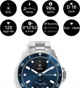 Smartwatch Withings Withings Scanwatch Nova - zegarek z funkcją EKG, pomiarem pulsu, SPO2 i temperatury oraz mierzeniem aktywności fizycznej i snu (42mm, blue) 3
