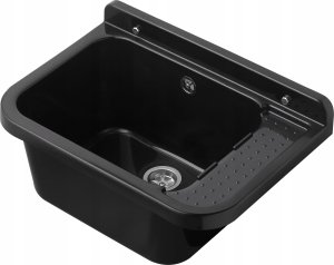 Zlewozmywak Hydroland ZLEW.50 KOMORA GOSPODARCZA CZARNA POLIPR. 50X34X21 + SYFON [ PRZEL.ZESTAW MONTAŻ.+KOREK+ MOŻLIWOŚĆ MONTAŻ.BATERII STOJ.I DOZOWNIKA // ZL.HYDRO-ZLEW.50-CZARNA 4