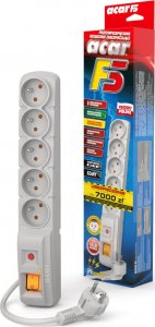 Listwa zasilająca Acar F5 przeciwprzepięciowa 5 gniazd 3 m szara (W0106) 2