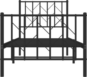 vidaXL Metalowa rama łóżka z wezgłowiem i zanóżkiem, czarna, 75x190 cm 5