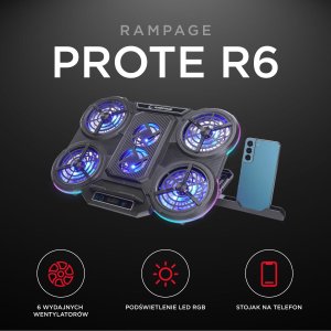 Podstawka chłodząca Rampage PROTE R6 10-17", RGB, regulowana 9