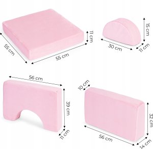 Ecotoys Sofa składana modułowa dla dzieci duża 2 osobowa DIY 10 miękkich poduch - różowa ECOTOYS 11