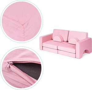 Ecotoys Sofa składana modułowa dla dzieci duża 2 osobowa DIY 10 miękkich poduch - różowa ECOTOYS 8