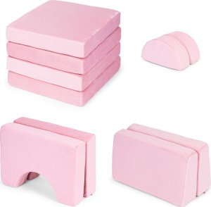 Ecotoys Sofa składana modułowa dla dzieci duża 2 osobowa DIY 10 miękkich poduch - różowa ECOTOYS 9