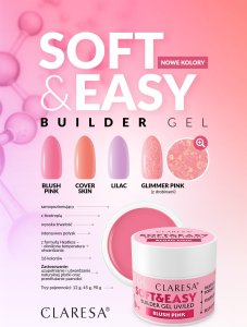 Claresa CLARESA N Żel budujący do paznokci Soft&Easy Builder Glimmer Pink 90g 2
