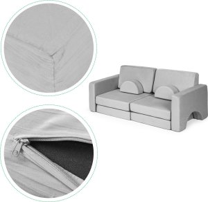 Ecotoys Sofa składana modułowa dla dzieci duża 2 osobowa DIY 10 miękkich poduch - szara ECOTOYS 7