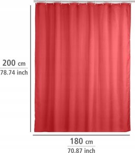 Dymo Zasłona prysznicowa, tekstylna, kolor czerwony, 180x200 cm, WENKO 4