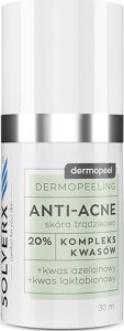 Solverx Dermopeel Dermopeeling Anti-Acne - Kompleks Kwasów 20% (azelanowy,laktobionowy) 30ml 3