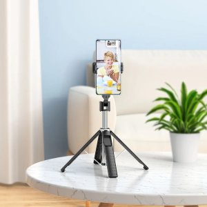 Monopod Hoco HOCO uchwyt selfie z pilotem bezprzewodowym fourpod K18 czarny 5