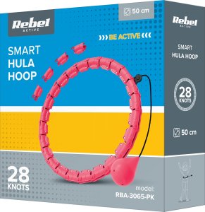 Rebel Smart Hula Hop odchudzające koło z wypustkami i obciążeniem 50cm, różowe, REBEL ACTIVE 8