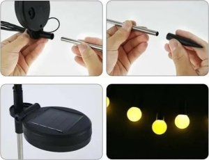 Saska Garden LAMPA SOLARNA TAŃCZĄCE NA WIETRZE KULECZKI BIAŁE 6 LED 72CM 7