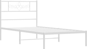vidaXL vidaXL Metalowe łóżko z wezgłowiem, bez materaca, białe, 75x190 cm 3
