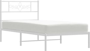 vidaXL vidaXL Metalowe łóżko z wezgłowiem, bez materaca, białe, 75x190 cm 4