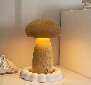 OEM Lampka nocna GRZYBEK Art Deco jasne drewno MTWTHN 2