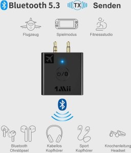 InLine ® Airplane Bluetooth Audio Transmitter, BT 5.0, aptX HD/LL, Flight Adapter with Charging Case 3