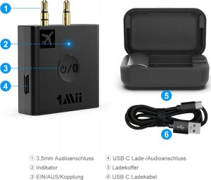 InLine ® Airplane Bluetooth Audio Transmitter, BT 5.0, aptX HD/LL, Flight Adapter with Charging Case 4